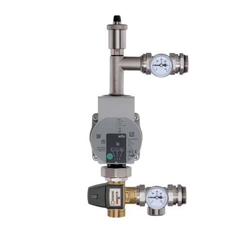 Regelstation Vernickelt Automatik – WILO Pumpe + ESBE Dreiwegeventil Kvs 3,4 | 20-50 °C Wigell
