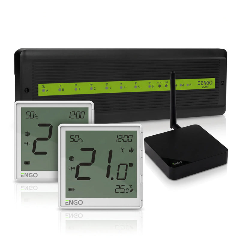 ZigBee Fußbodenheizung Steuerung nachrüsten – Smart-Home-Set mit EONE Thermostaten, Klemmleiste & Gateway Engo Controls