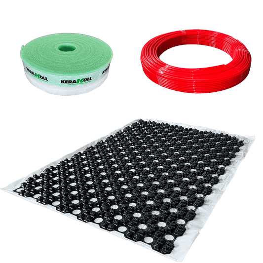 Komplettset für Fußbodenheizung im Dünnschichtsystem 12er Rohr für 18 mm Aufbauhöhe, 10 m²