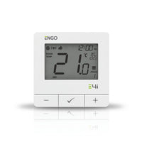 E4i-W WLAN-Raumthermostat Aufputz weiß – ENGO Thermostat für Fußbodenheizung, Frontansicht