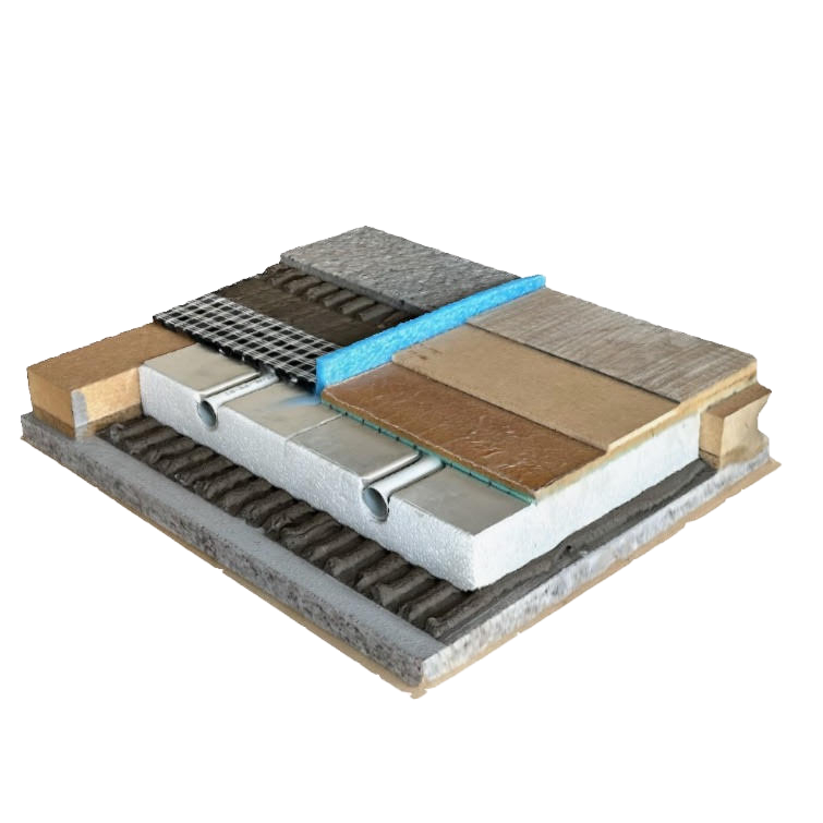 Trockenestrich Fußbodenheizung Querschnitt Modell