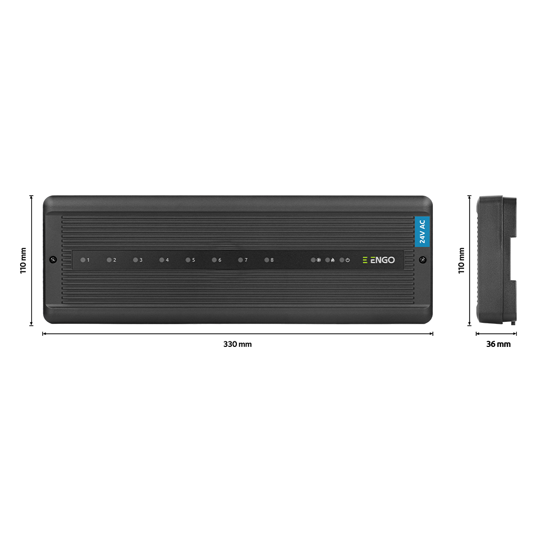 Regelklemmleiste ECB8-24 V kabelgebunden 8 Zonen - MC Therm Maße