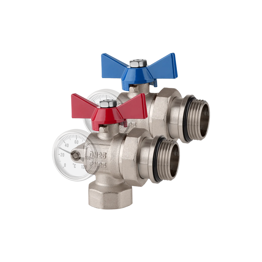 Eckkugelhahn-Anschluss-Set für Heizkreisverteiler – Platzsparend & effizient! Wigell