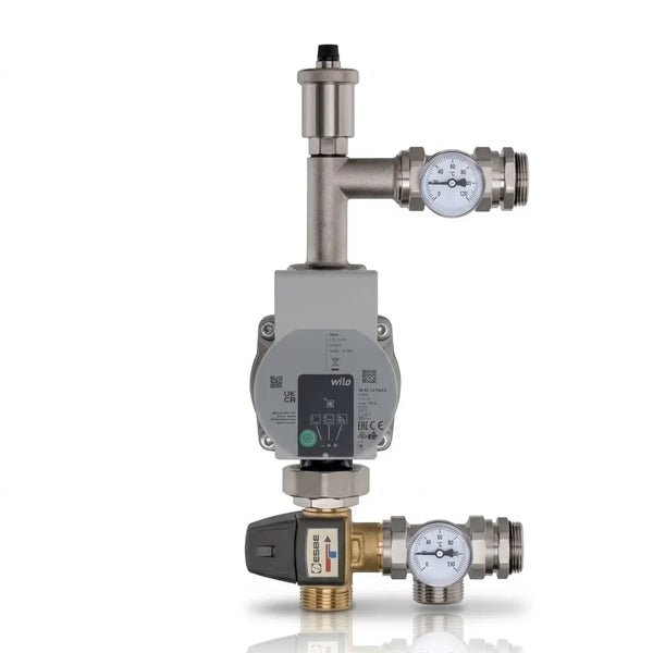Regelstation Vernickelt Automatik – WILO Pumpe + ESBE Dreiwegeventil Kvs 3,4 | 20-50 °C Wigell