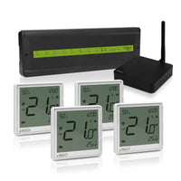 ZigBee Smart-Home-Set zum Nachrüsten mit 4 EONE Raumthermostaten in Weiß, Regelklemmleiste ECB62-ZB und EGate-Pro Gateway