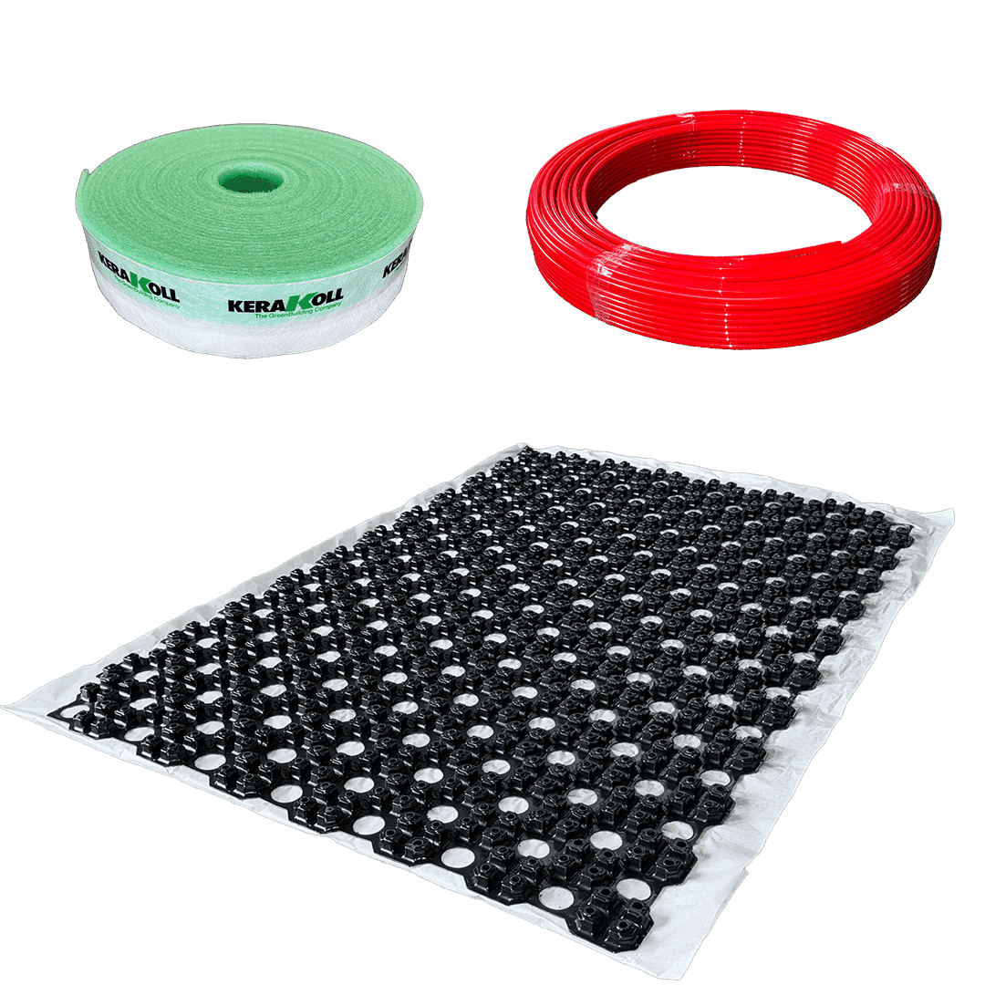 Komplettset für Fußbodenheizung im Dünnschichtsystem 12er Rohr für 18 mm Aufbauhöhe, 10 m²