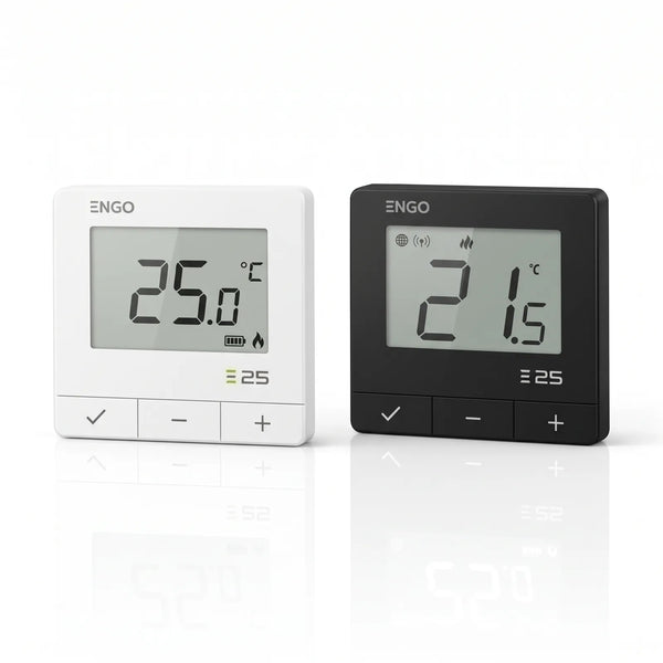 ENGO E25-BAT Raumthermostat in Weiß und Schwarz
